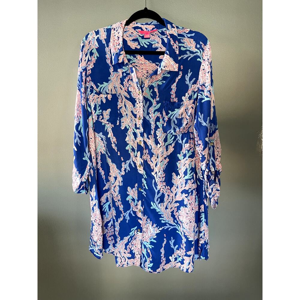 Lily Pulitzer Natalie Blue Swim Cover Up Tunic Dress size XL